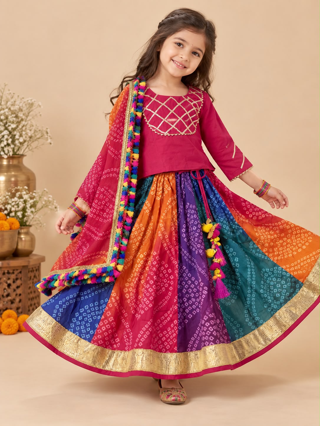 Girl Raas Rang Skirt Top Set - Rani
