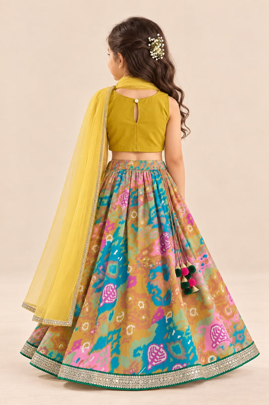 Girl Mithaas Skirt Top Set - Mustard Yellow
