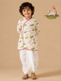 Pichwai Angarkha Kurta Dhoti Set - White