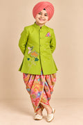 Boy Mithas Dhoti Kurta Set- Sap Green