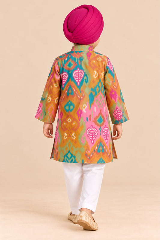Boy Mithaas Kurta Set - Mustard