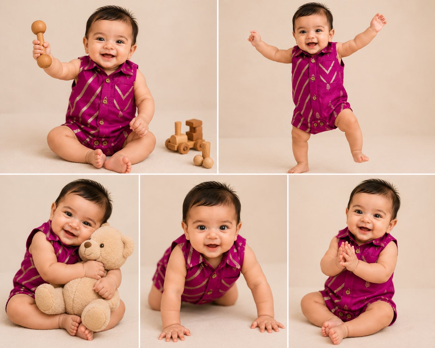 Baby Rajkumar Romper - Rani Pink