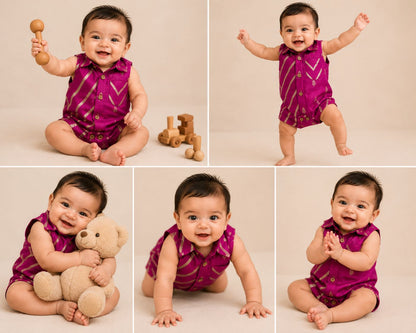 Baby Rajkumar Romper - Rani Pink
