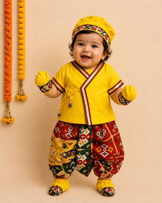 Baby Pachrangi Jamna Set -Yellow
