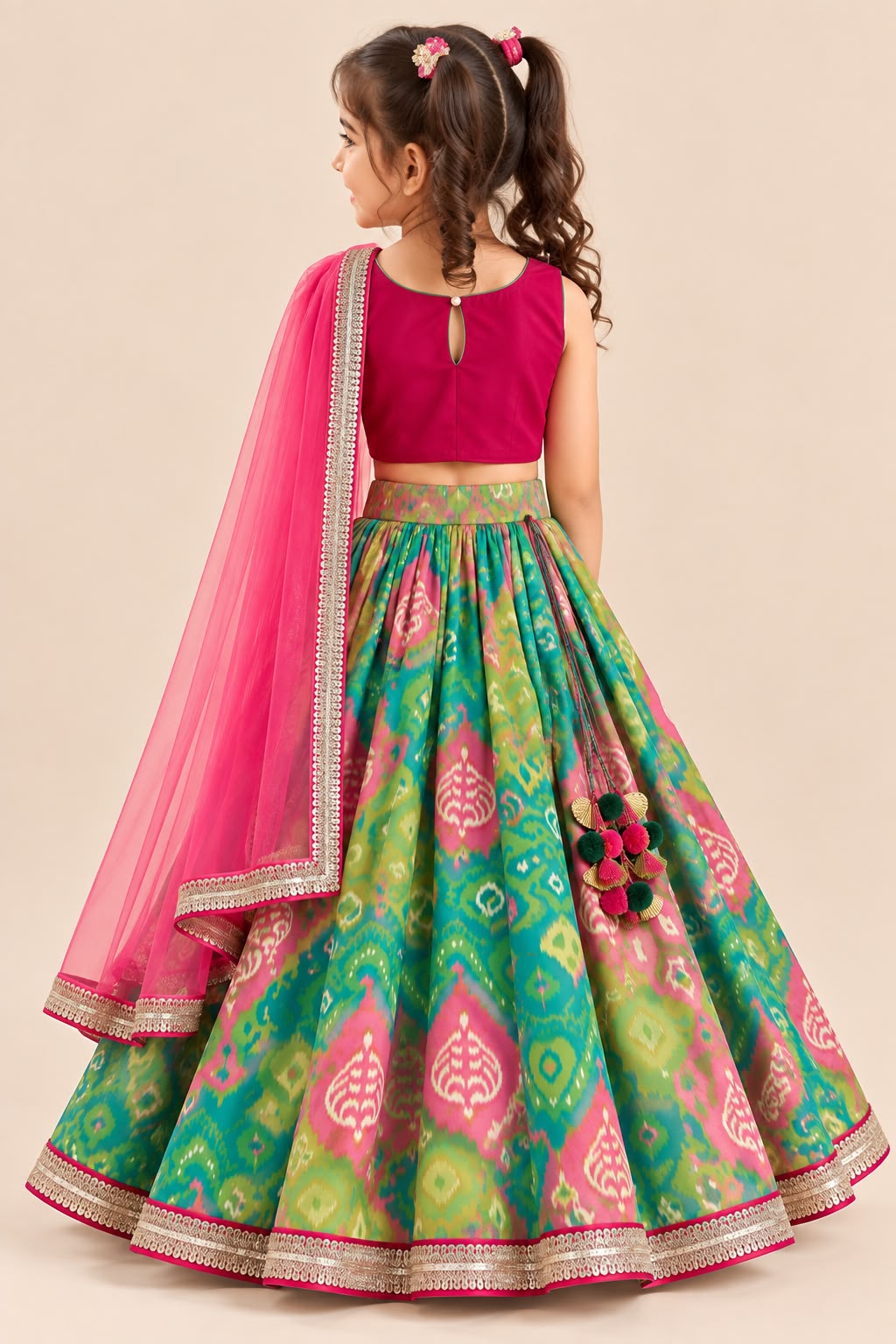 Girl Mithaas Skirt Top Set - Green