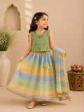 Girl Gulbahar Embroidered Skirt Top Set - Green