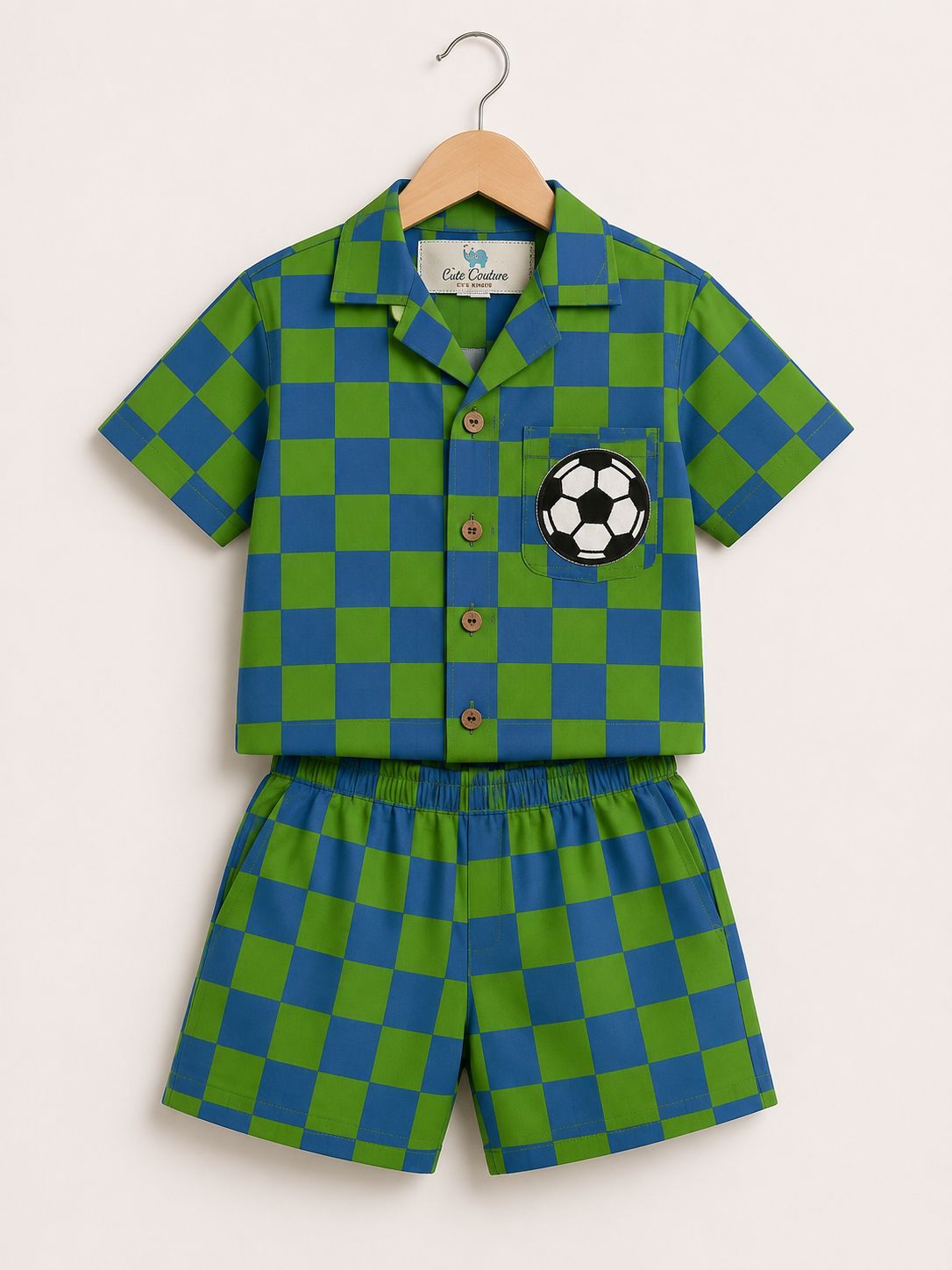 Football Checks Coord Set - Green and Blue