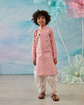 Boy Embroidered Kurta Set-Pink