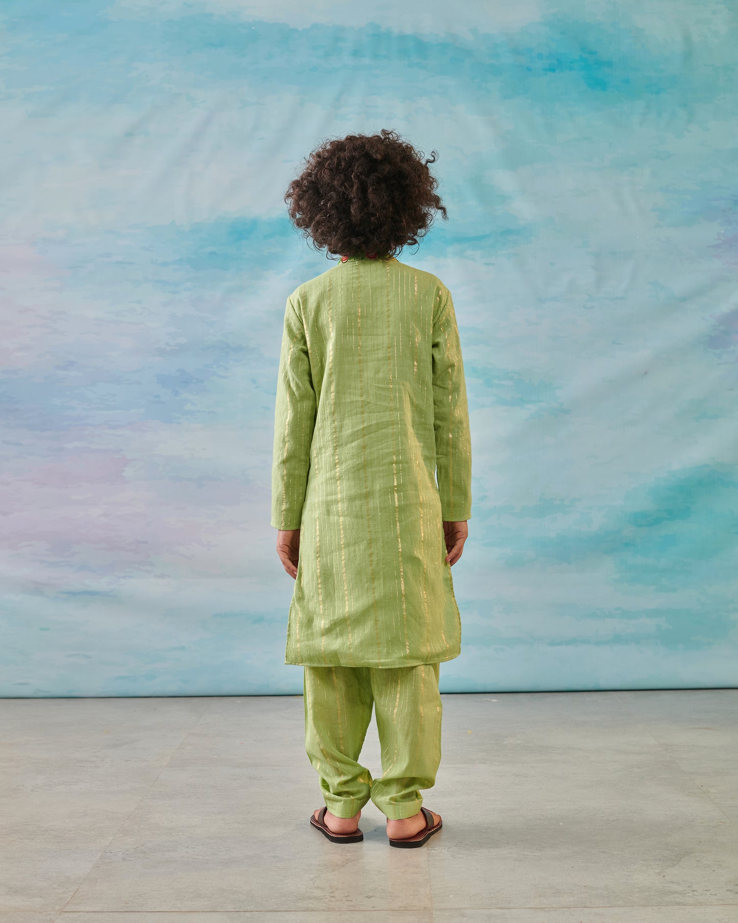 Boy Embroidered Kurta Salwar Set- Sap Green