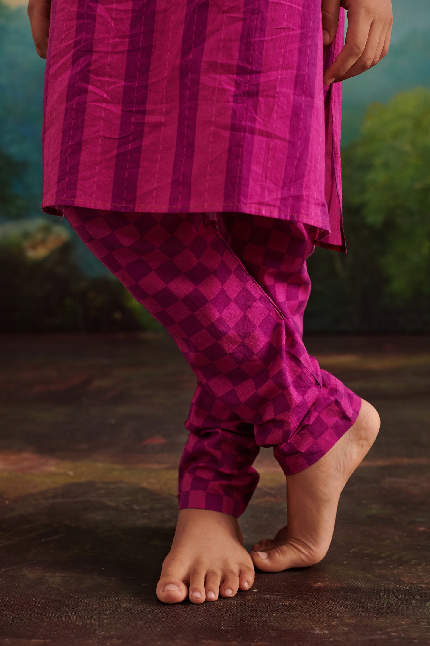 Boy Parrot Kurta Set - Purple