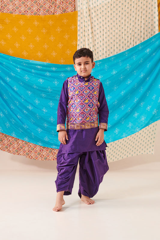 Boy Patola 3 Pc Bundi Set - Purple