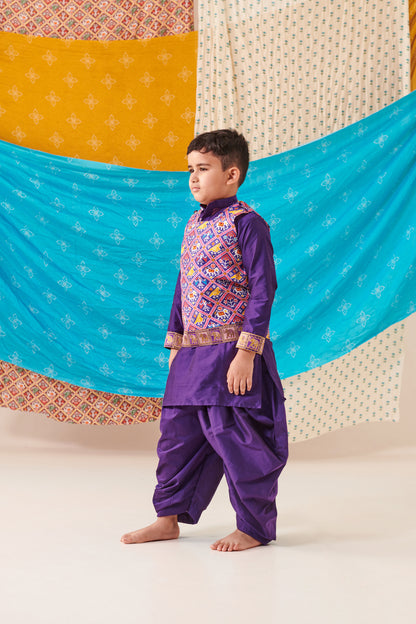 Boy Patola 3 Pc Bundi Set - Purple