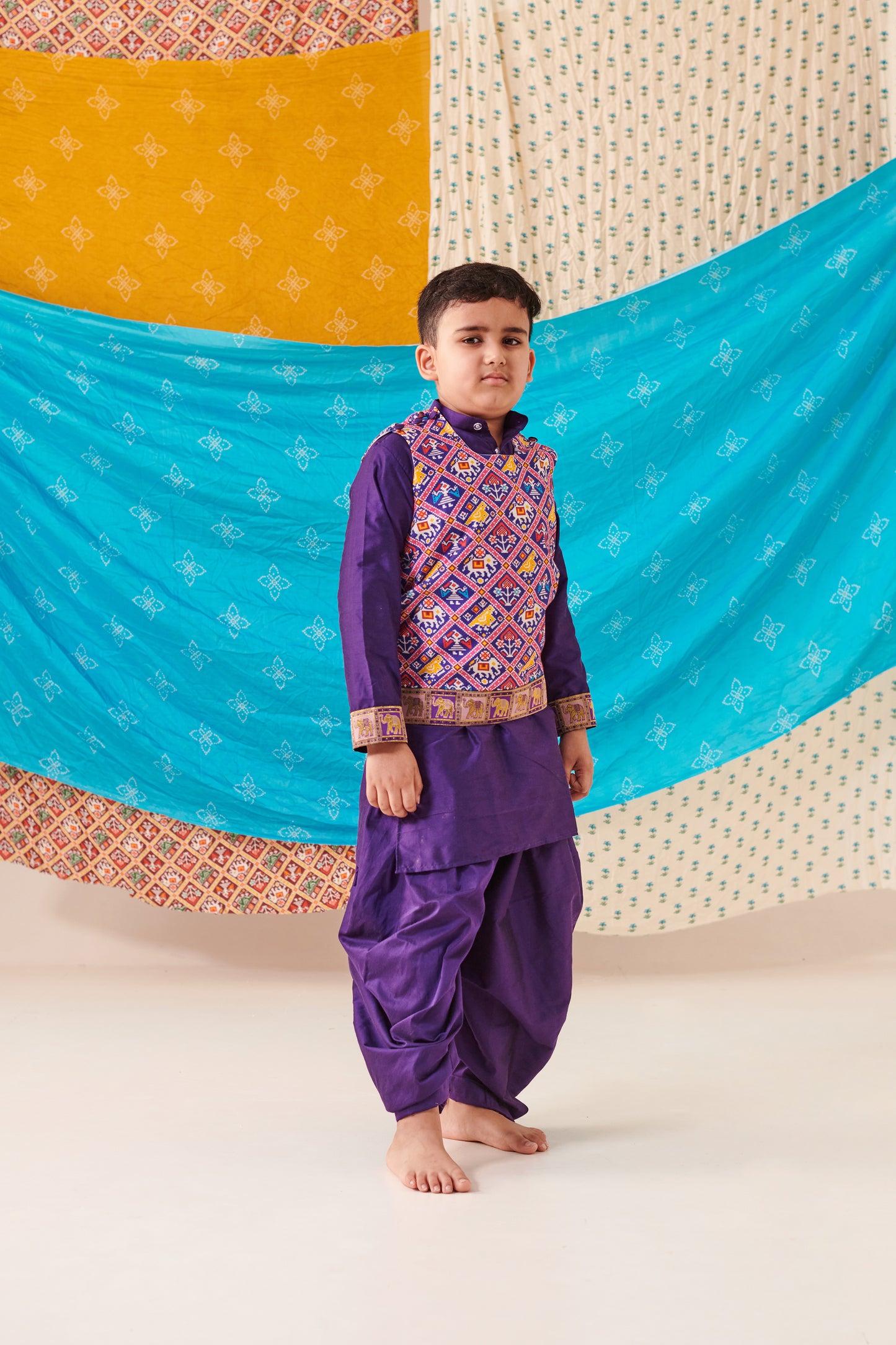 Boy Patola 3 Pc Bundi Set - Purple