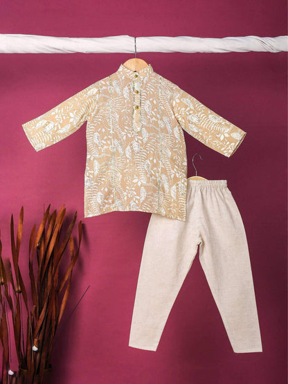 Boy Gold Foil Printed Churidar Set-skin