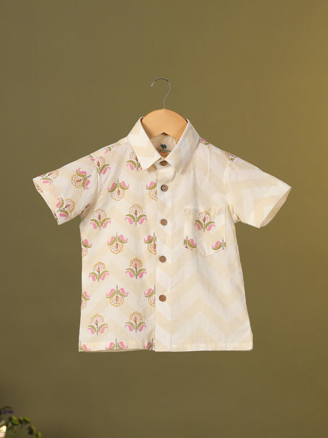 Boy Floral Shirt Set - Beige