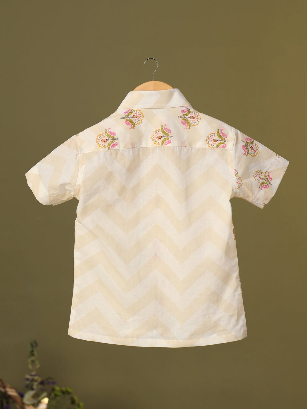 Boy Floral Shirt Set - Beige