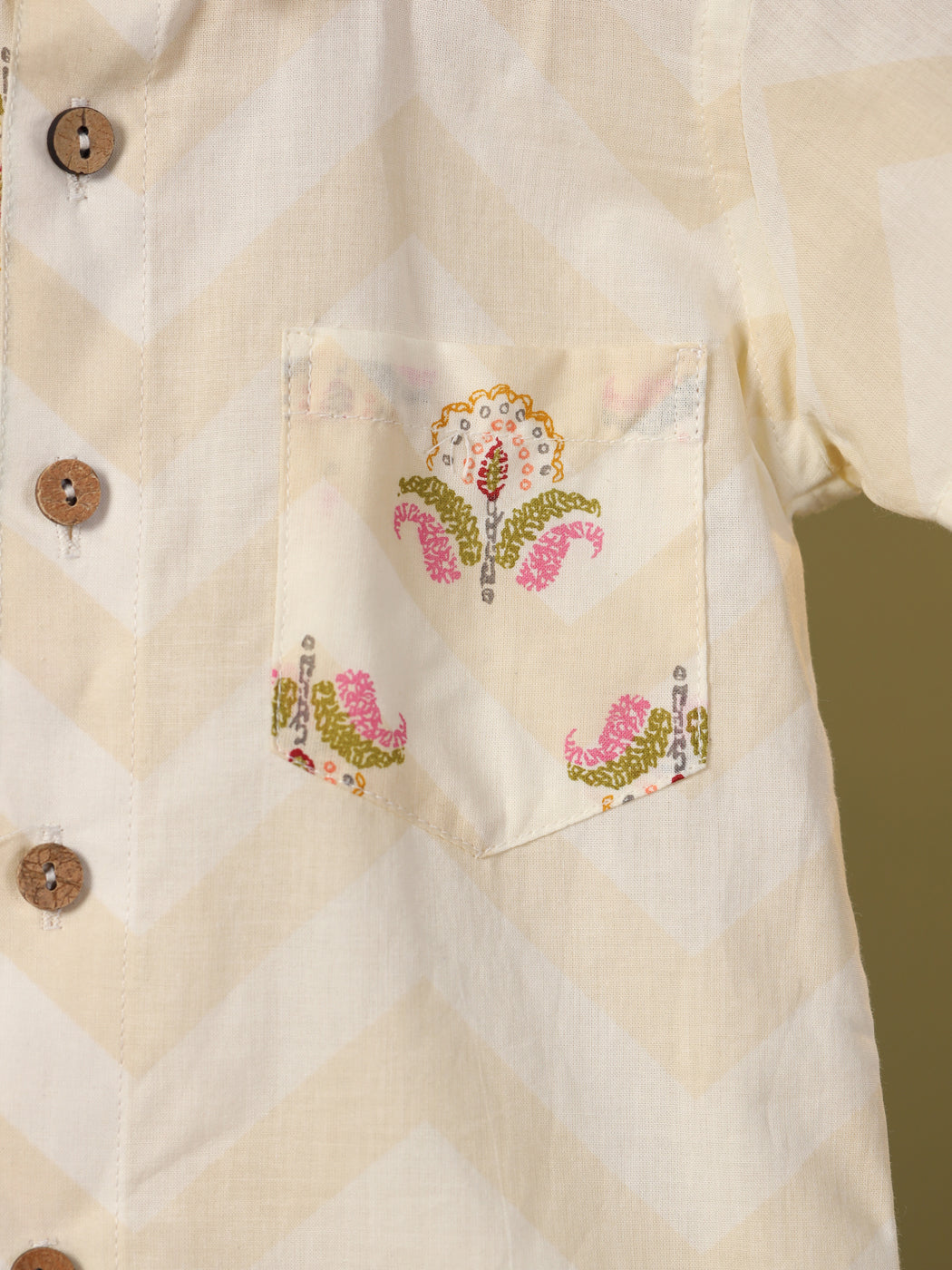 Boy Floral Shirt Set - Beige