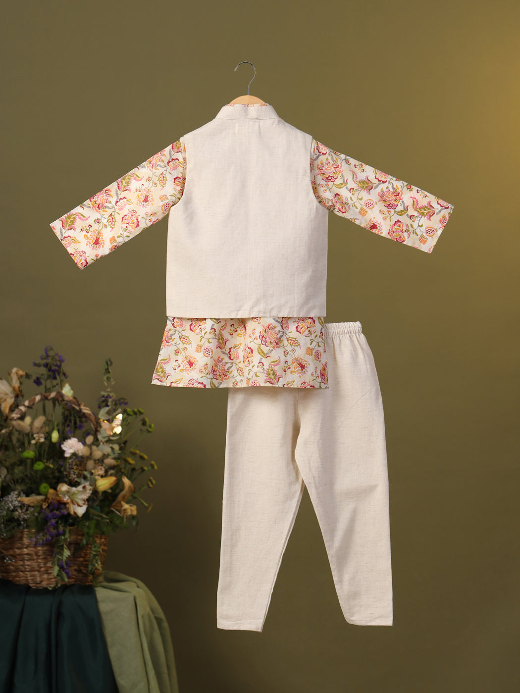 Boy 3 Pc Embroidery Bundy Set - Beige