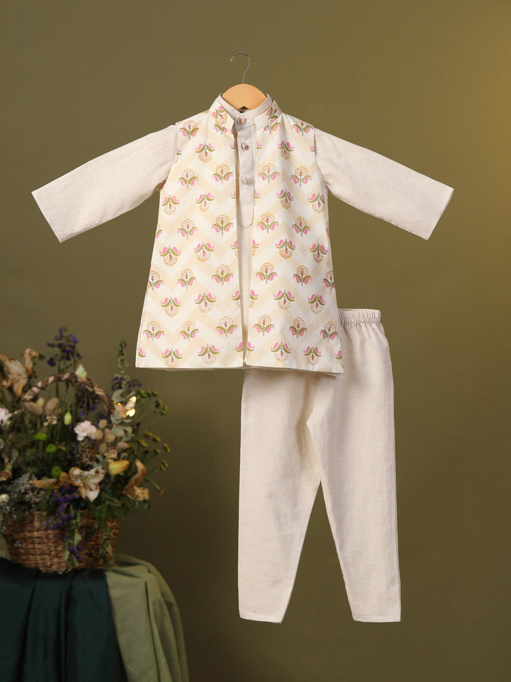 Boy 3 Pc Bundi Set - Beige