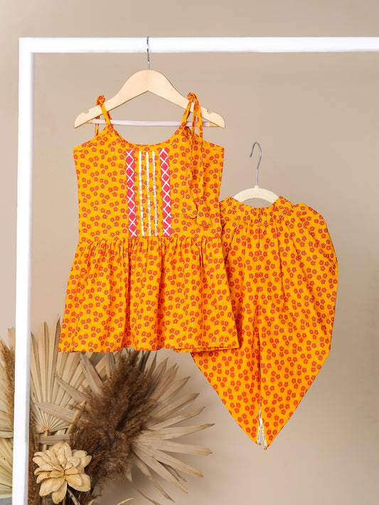 Girls Floral Coord Set-Yellow