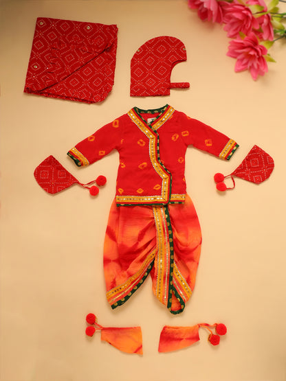 Baby Red Bhandej Jamna Set - Red