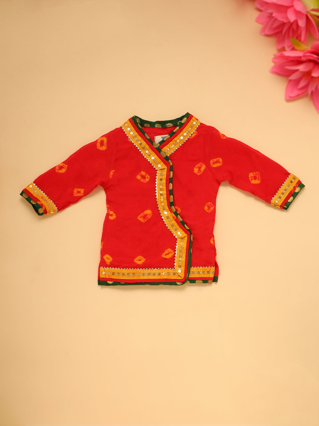 Baby Red Bhandej Jamna Set - Red