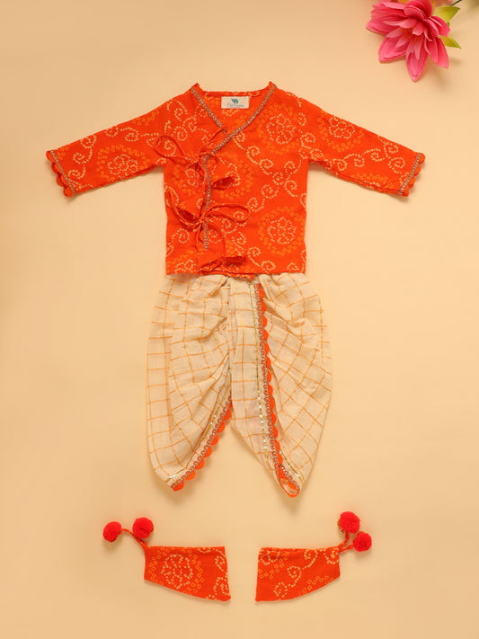 Baby Boy  Bhandej Jamna Set - Orange