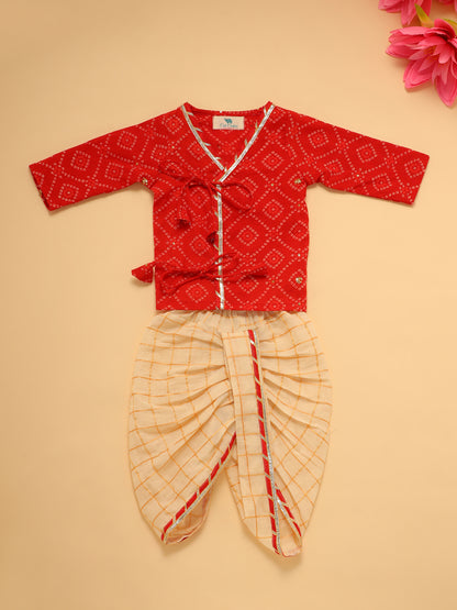 Baby Boy  Bhandej Jamna Set - Red