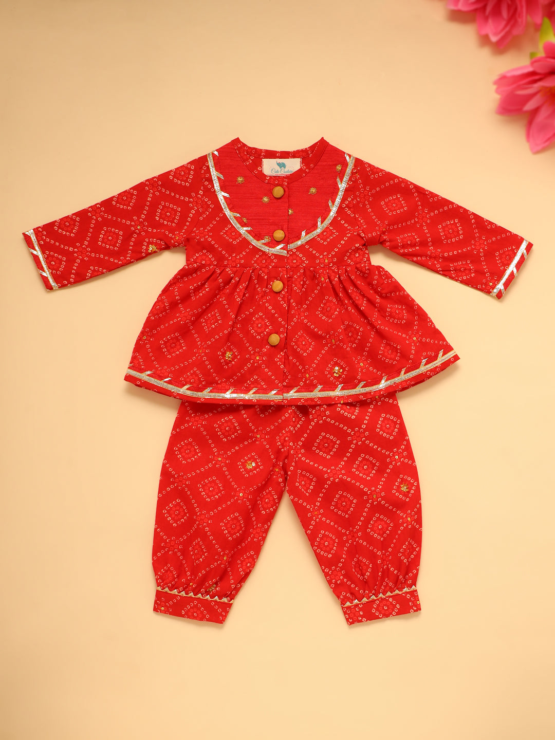 Baby Girl Bhandej Jamna Set - Red