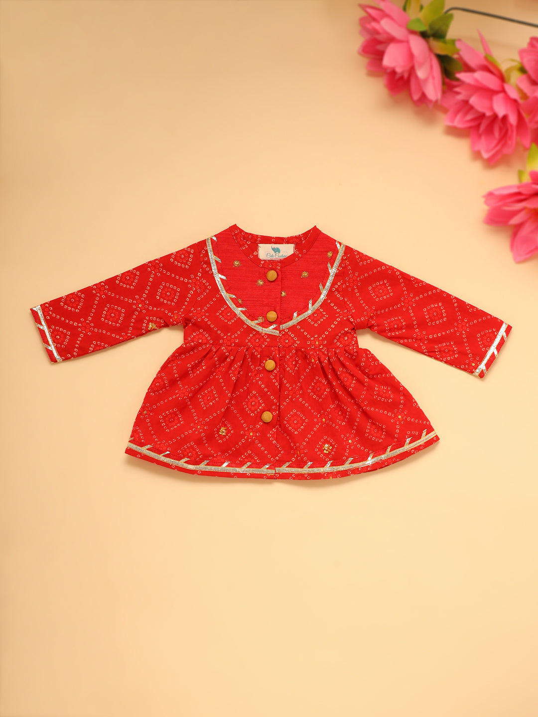 Baby Girl Bhandej Jamna Set - Red