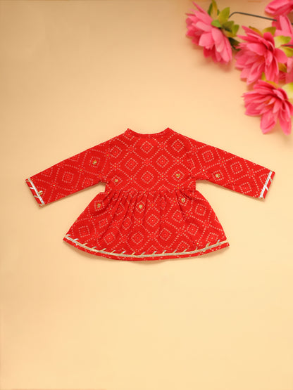 Baby Girl Bhandej Jamna Set - Red