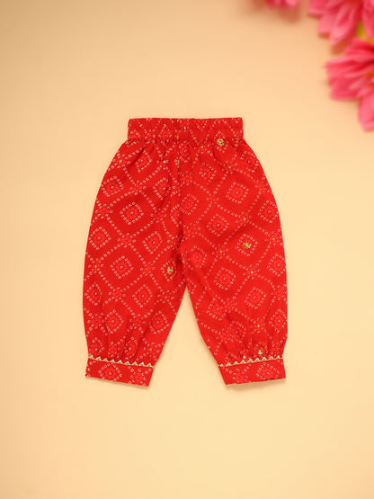 Baby Girl Bhandej Jamna Set - Red