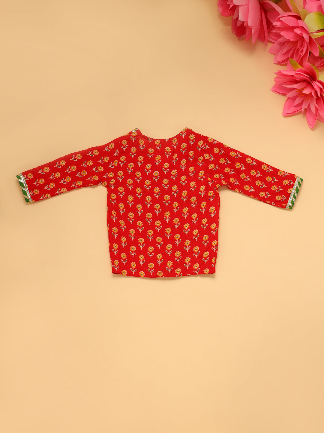 Baby Boy Floral Jamna Set - Red