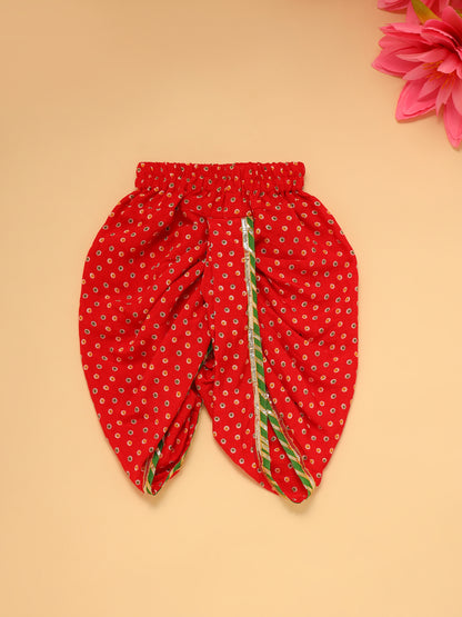 Baby Boy Floral Jamna Set - Red