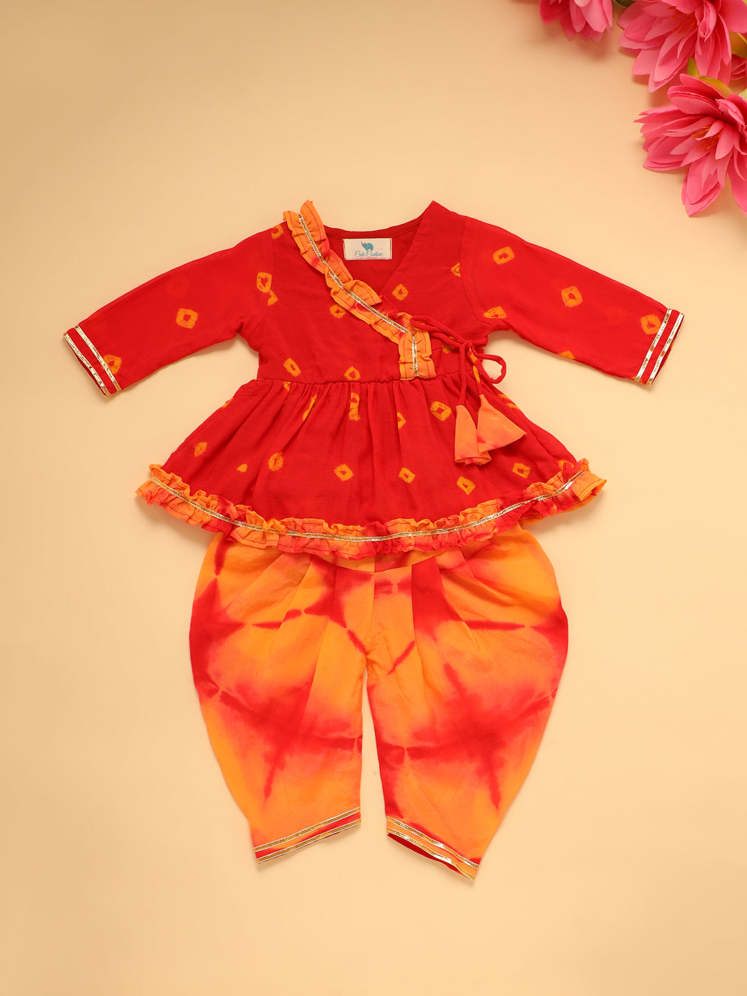 Baby Girl Chas Bhandej Jamna Set - Red