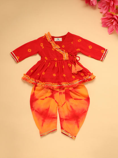 Baby Girl Chas Bhandej Jamna Set - Red