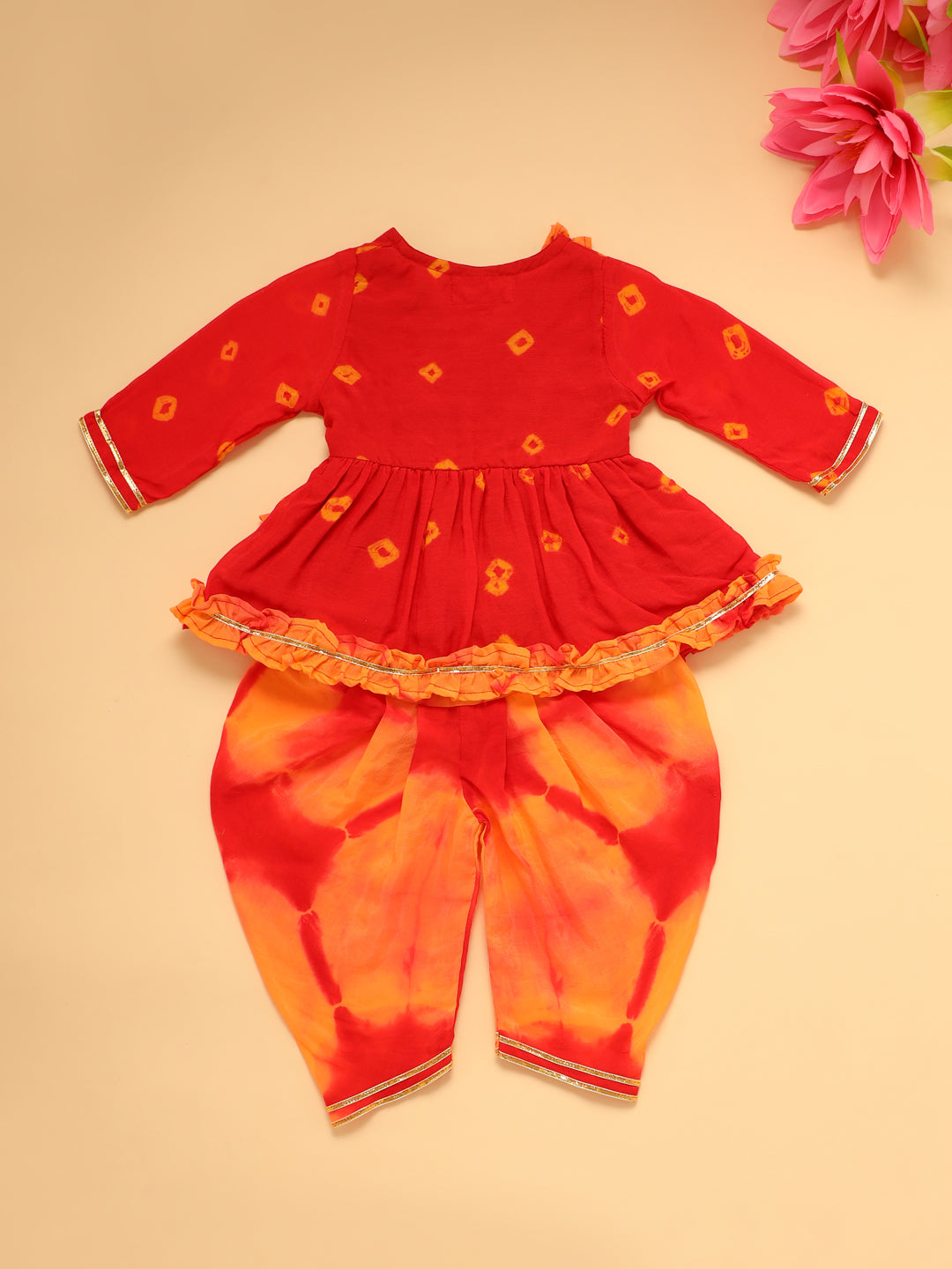 Baby Girl Chas Bhandej Jamna Set - Red