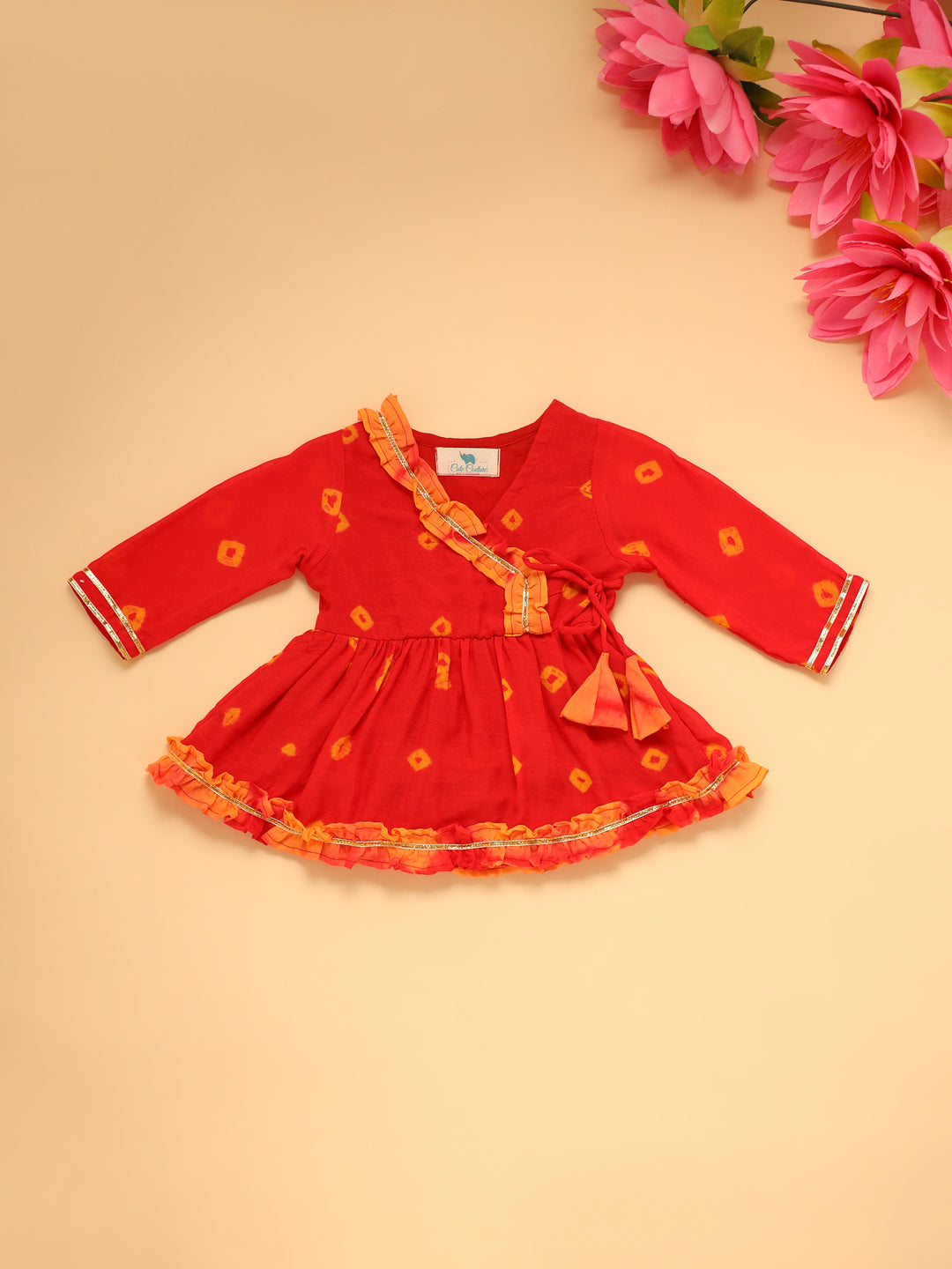 Baby Girl Chas Bhandej Jamna Set - Red