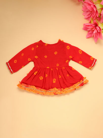 Baby Girl Chas Bhandej Jamna Set - Red