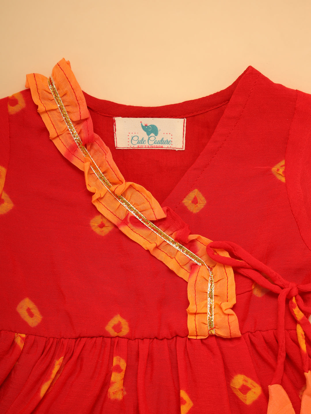 Baby Girl Chas Bhandej Jamna Set - Red