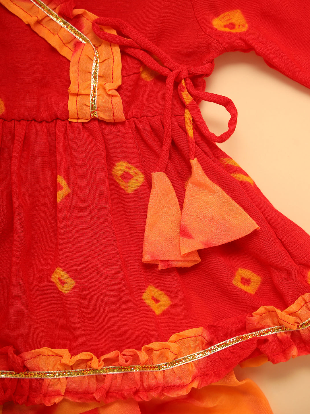 Baby Girl Chas Bhandej Jamna Set - Red