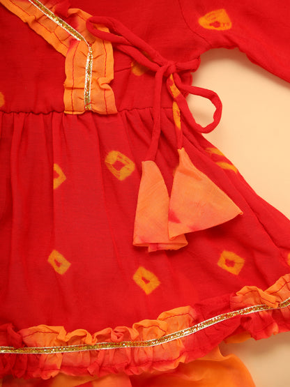 Baby Girl Chas Bhandej Jamna Set - Red