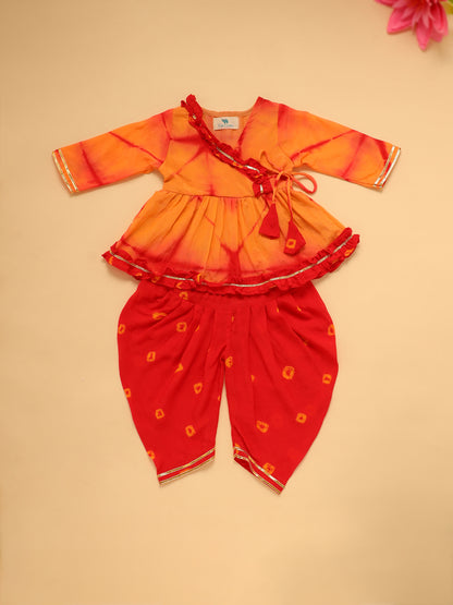 Baby Girl Tye DyeJamna Set -Peach