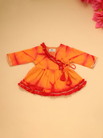 Baby Girl Tye DyeJamna Set -Peach