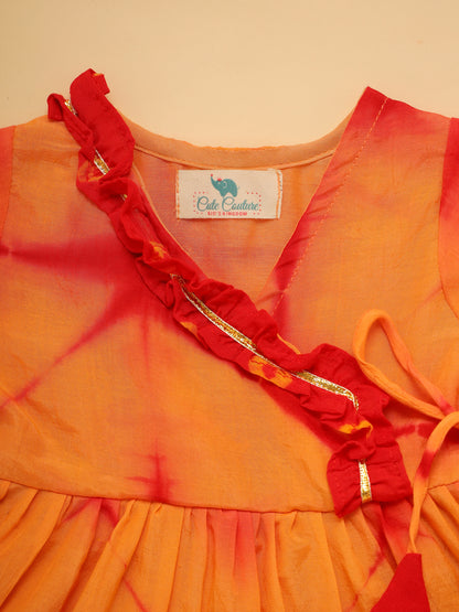 Baby Girl Tye DyeJamna Set -Peach