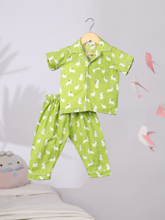 Green Rabbit Print Nightwear