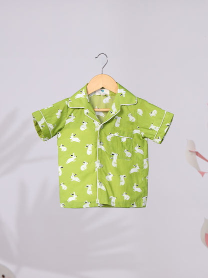 Green Rabbit Print Nightwear