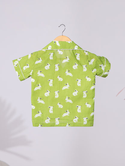 Green Rabbit Print Nightwear