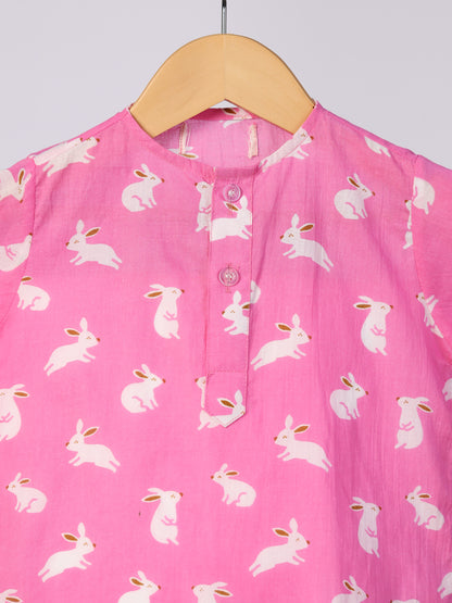 Pink Rabbit Print Nightwear