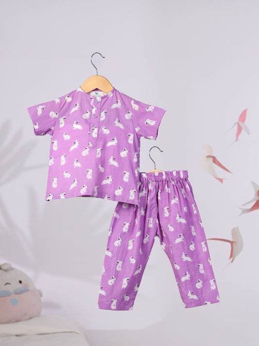 Lilac Rabbit Print Nightwear